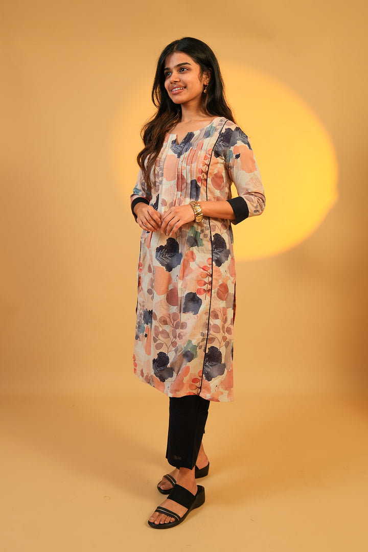 Pinstripe Panel Kurta Set