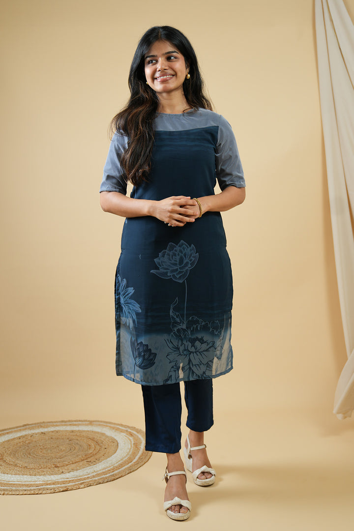 Sheer Bloom Straight Kurti