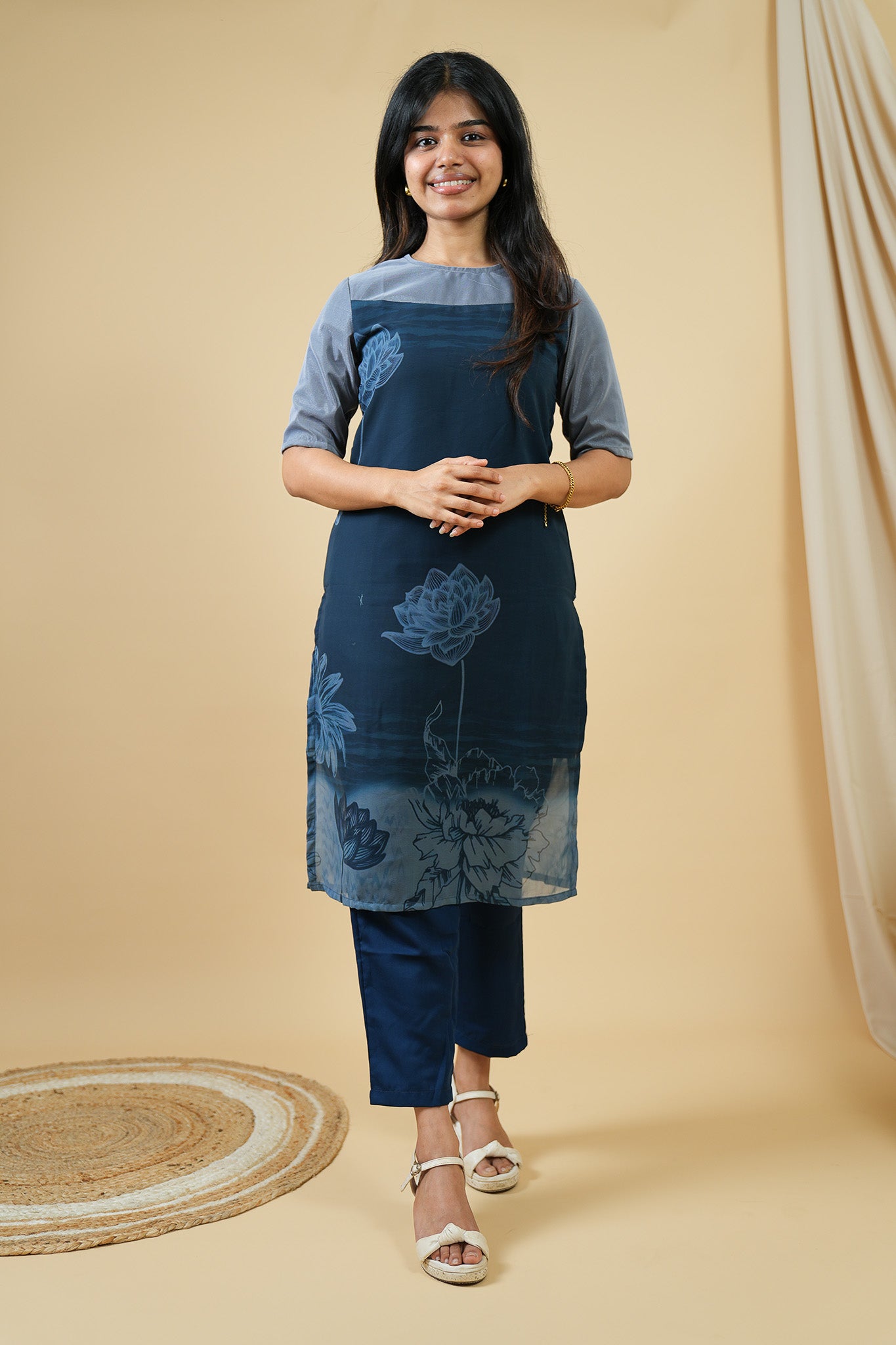 Sheer Bloom Straight Kurti