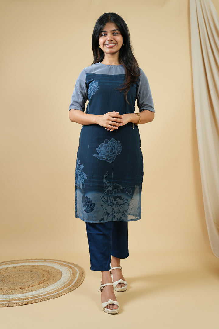 Sheer Bloom Straight Kurti