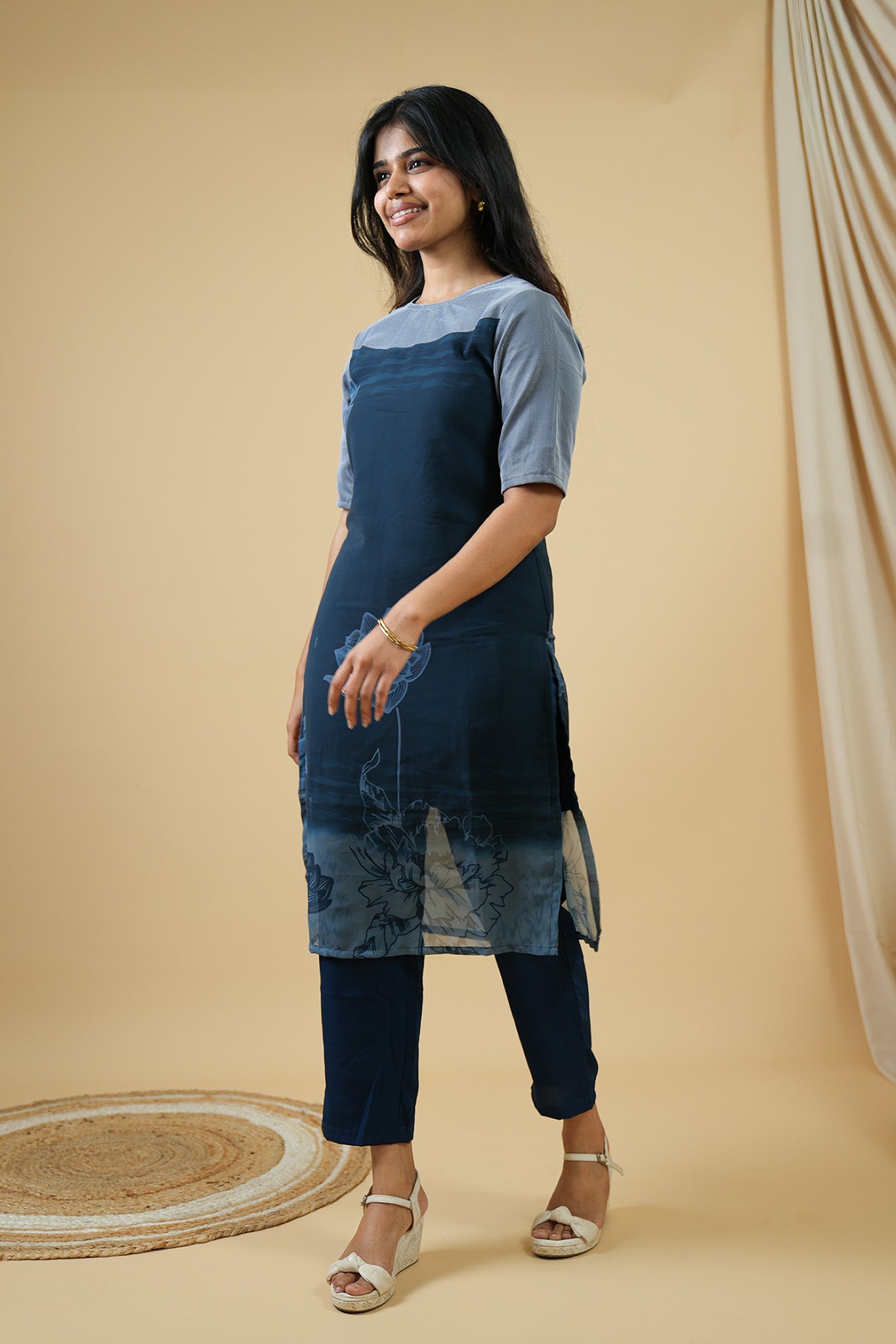 Sheer Bloom Straight Kurti