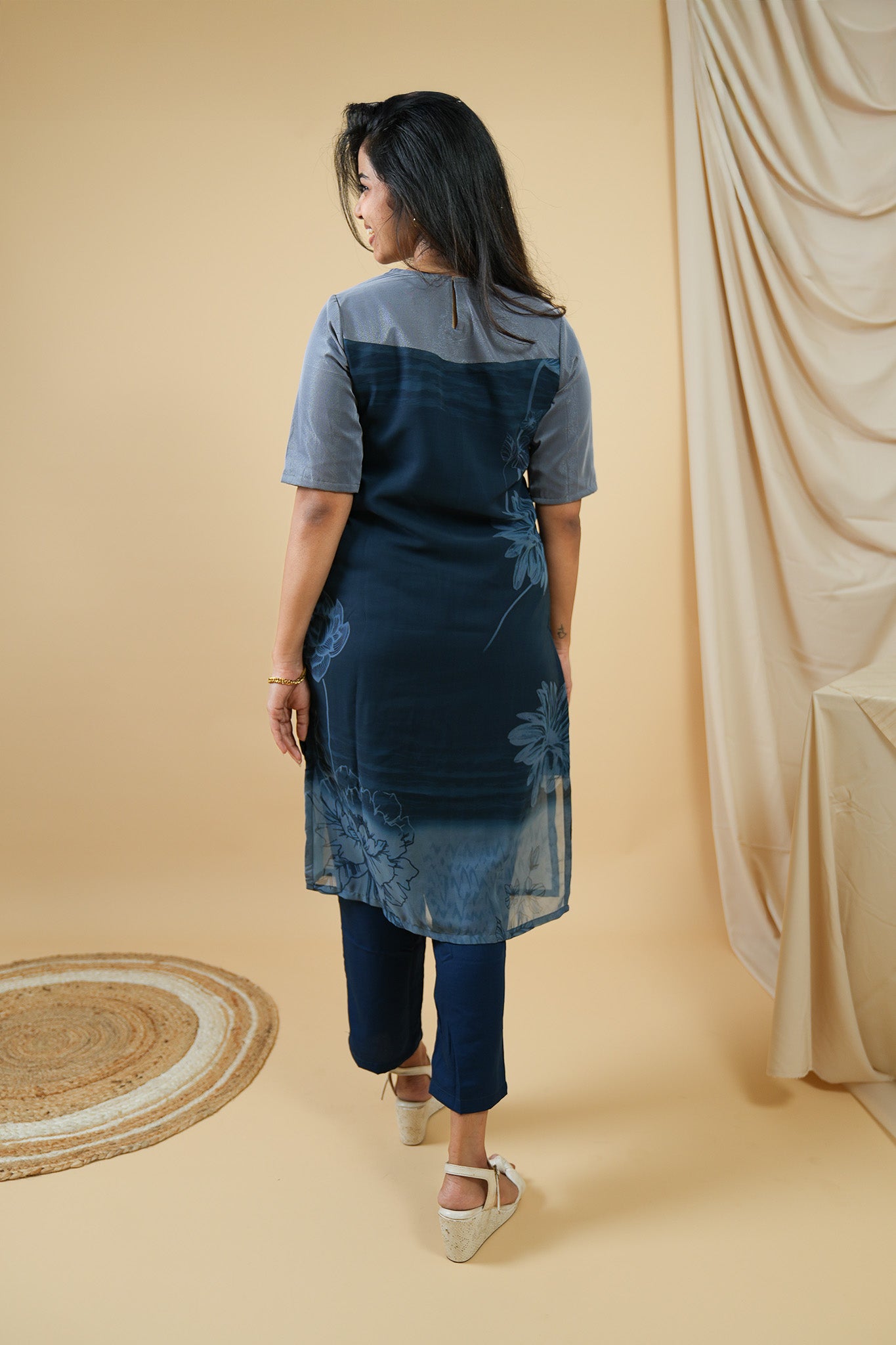 Sheer Bloom Straight Kurti