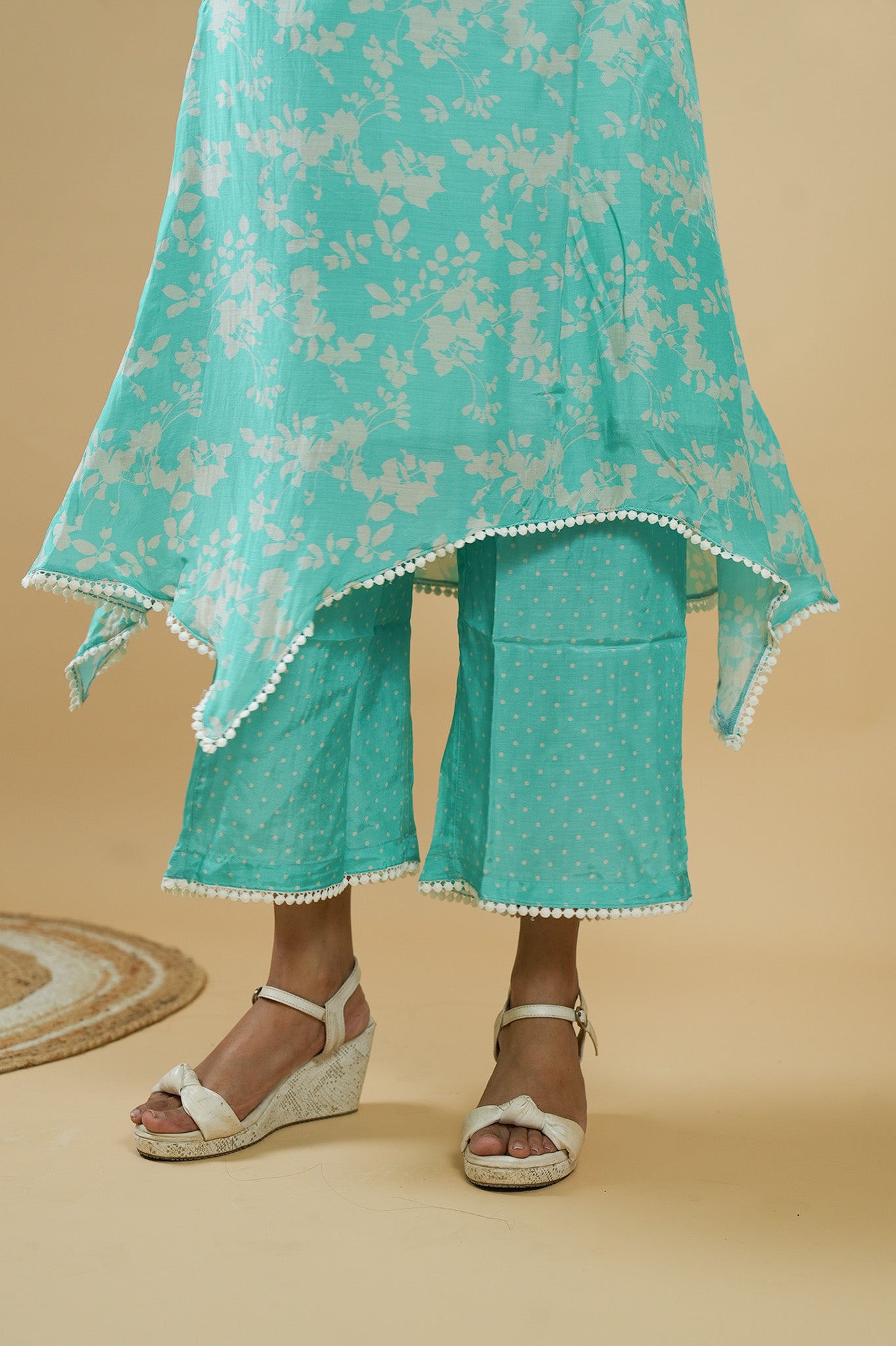 Muted Contrast Layered Kurta Set