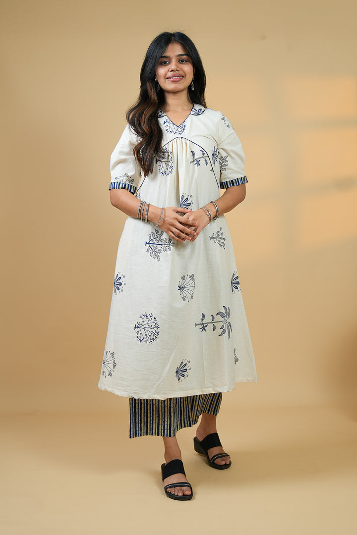 Indigo Whisper Yoke Kurta Set